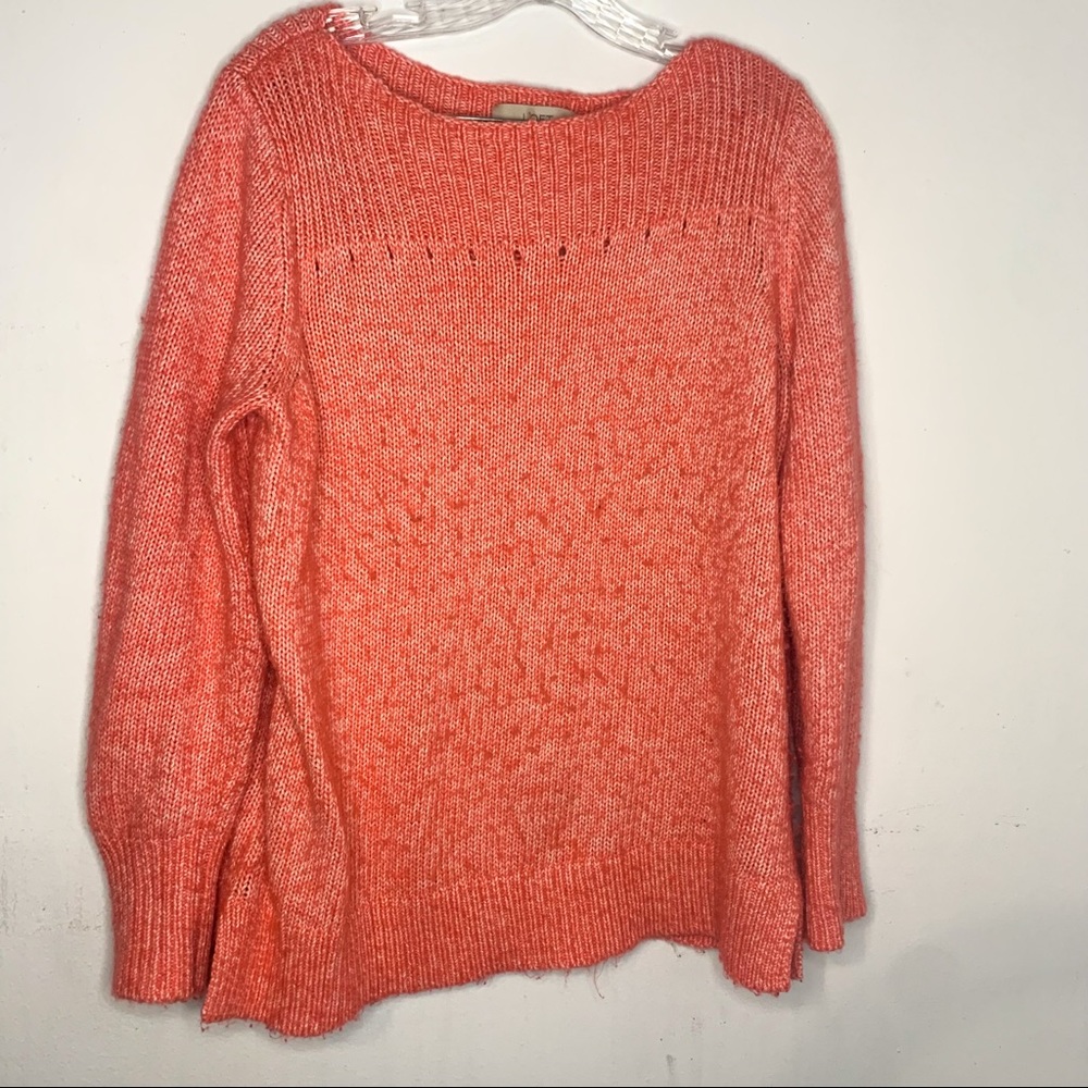 Ann Taylor Loft Sweater Solid Pink Bateau Neck Pullover  Women’s Large